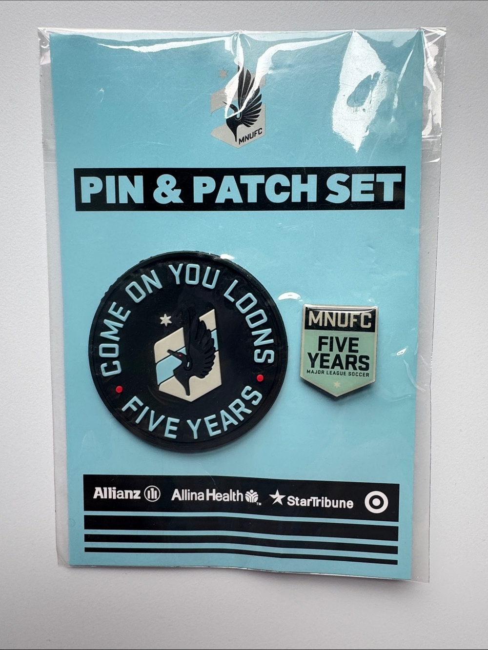 MNUFC Five Years Pin & Patch Set - Light Blue and Black